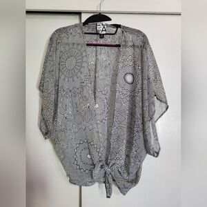 Living Doll Black and White Geometric Blouse